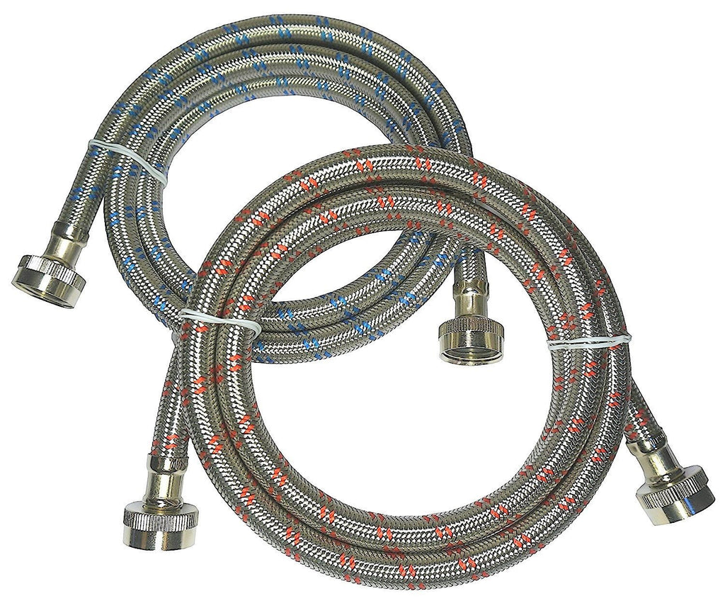 Stainless Steel Washing Machine Hoses (2 Pack) Color Coded